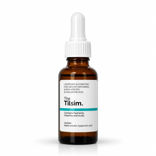 سرم روشن کننده و آبرسان صورت حاوی آلفا آربوتین و هیالورونیک اسید ۳۰ میل the tilsim