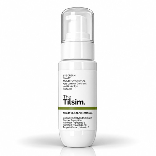 کرم دور چشم چند منظوره قوی(ضد چروک تیرگی و پف زیر چشم) پمپی ۵۰ میل the tilsim