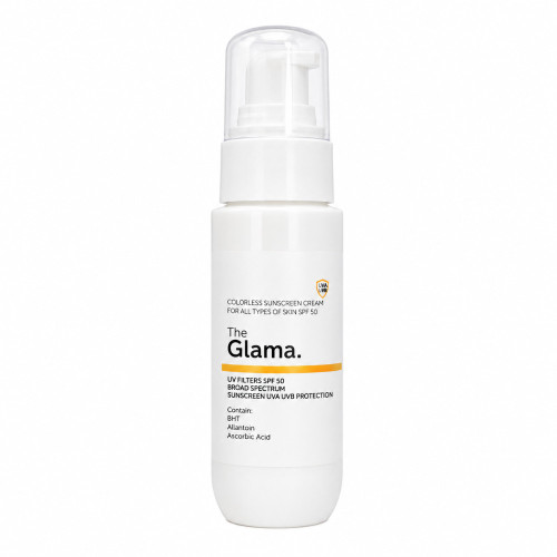 کرم ضد آفتاب بی رنگ انواع پوست SPF50 پنجاه میل  Glama