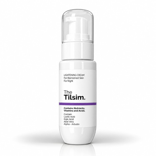 کرم روشن کننده مناسب برای پوست های دارای لک برای صورت(مناسب شب) پمپی ۵۰ میل  the tilsim