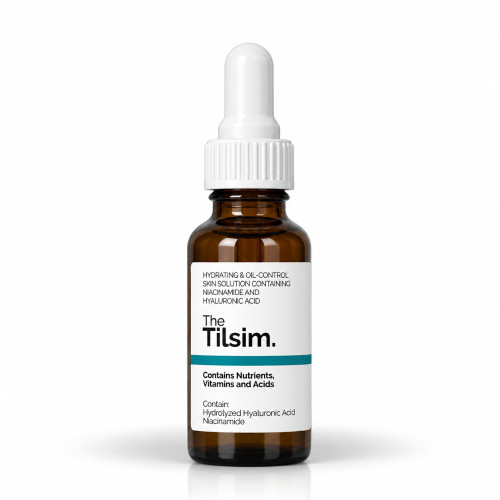 محلول آبرسان و کنترل چربی پوست حاوی نیاسینامید و هیالورونیک اسید ۳۰ میل the tilsim
