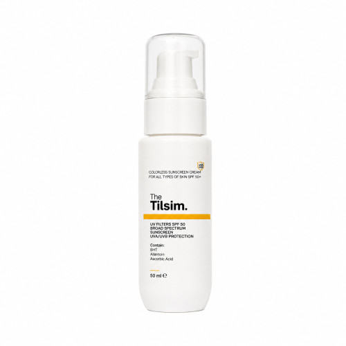 کرم ضد آفتاب بی رنگ انواع پوست SPF50 پنجاه میل  TILSIM