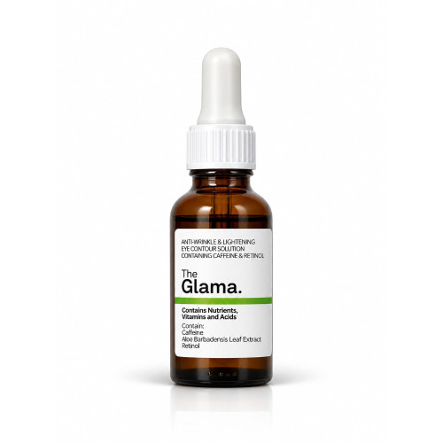 محلول ضد چروک و روشن کننده دورچشم حاوی کافئین و رتینول ۳۰ میل the glama